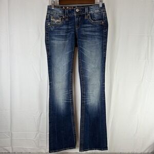 Rock Revival Jeans Womens 26 Blue Bootcut Embroidered Flap Pockets Denim Stretch